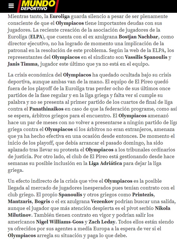 Mundo Deportivo: «Η κρίση στον Ολυμπιακό και η διαμάχη στην οικογένεια Αγγελόπουλου» (photos)