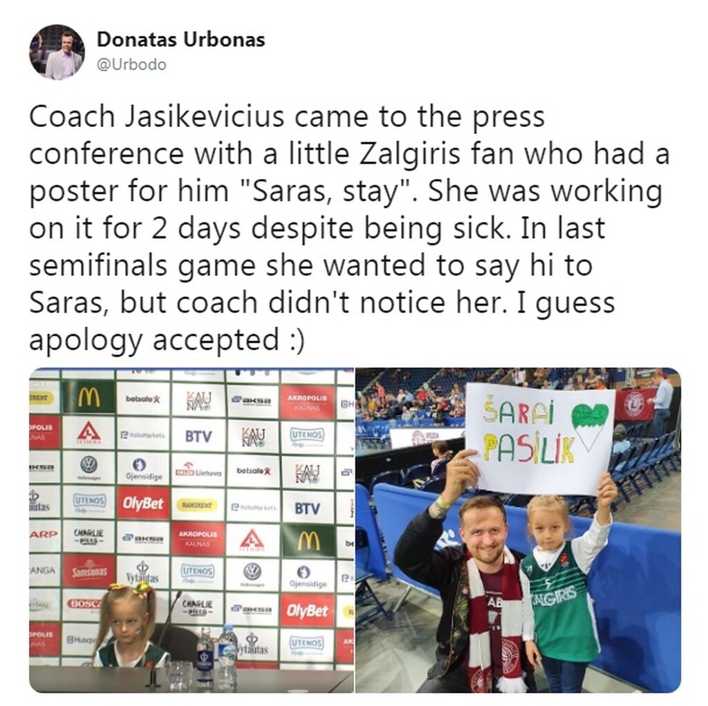 Η συγκινητική κίνηση του Γιασικεβίτσιους με τη μικρή φίλη της Ζαλγκίρις! (video)