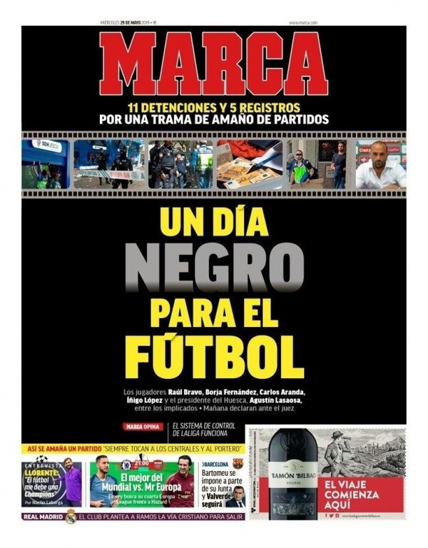Πρωτοσέλιδο Marca για Ραούλ Μπράβο: «Μια μαύρη μέρα για το ποδόσφαιρο»