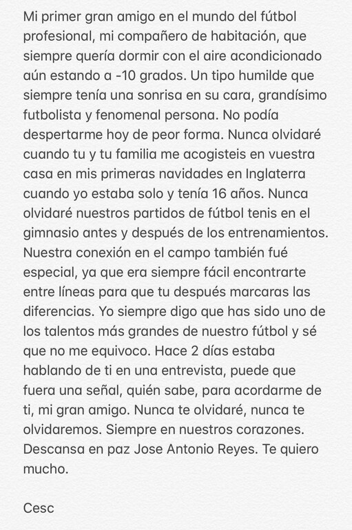 Το σπαρακτικό μήνυμα του Φάμπρεγκας για τον Ρέγες (photos)