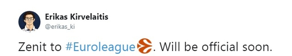 «Η Ζενίτ Αγ. Πετρούπολης θα είναι η 18η ομάδα της Euroleague!»