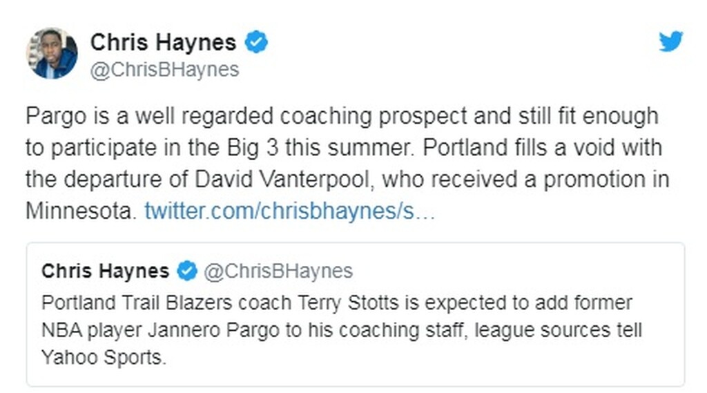 Ο Πάργκο θα είναι από τη νέα σεζόν βοηθός του Τέρι Στοτς στους Μπλέιζερς