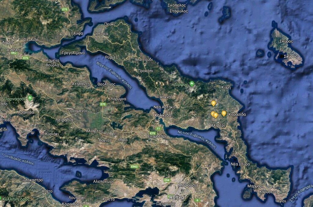Τα σημεία όπου εκδηλώθηκαν σχεδόν ταυτόχρονα οι πυρκαγιές.