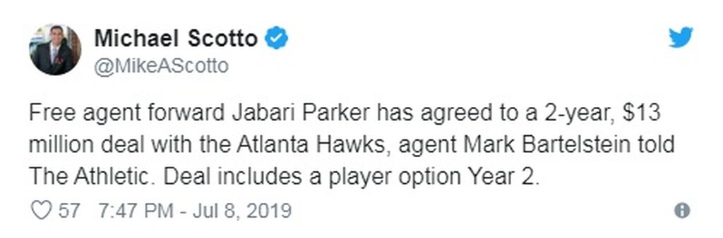 Στους Χοκς ο Τζαμπάρι Πάρκερ