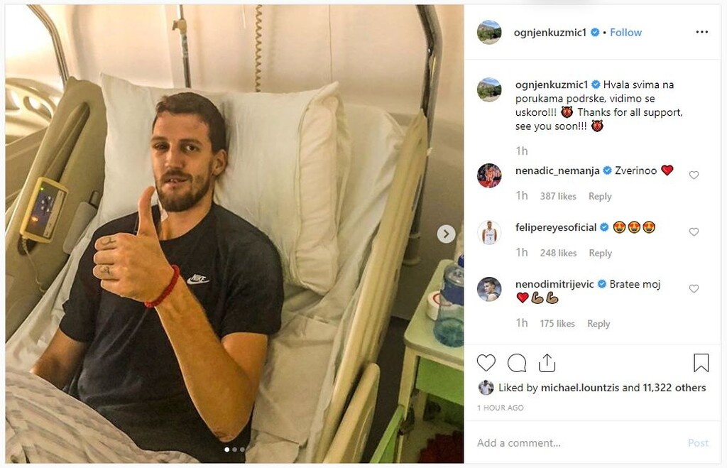 Την Τετάρτη, έκανε και το πρώτο post στο Instagram μέσα από το νοσοκομείο.