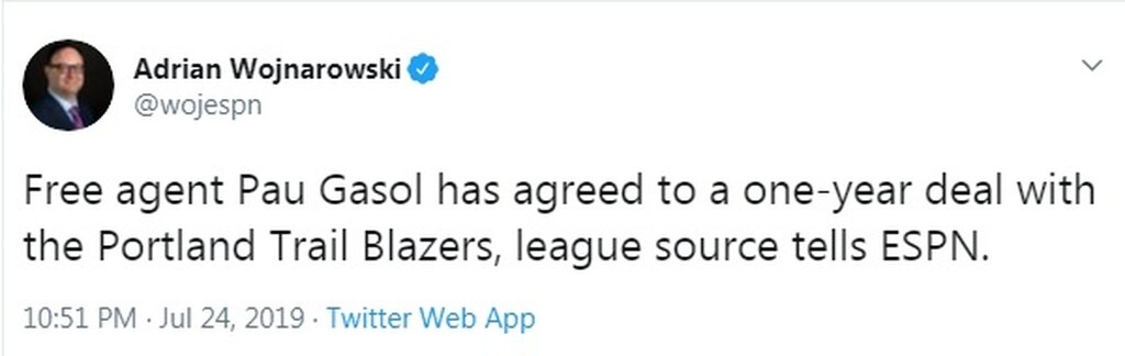 Συμπαίκτης με τους Λίλαρντ – ΜακΚόλουμ στους Μπλέιζερς ο Γκασόλ!