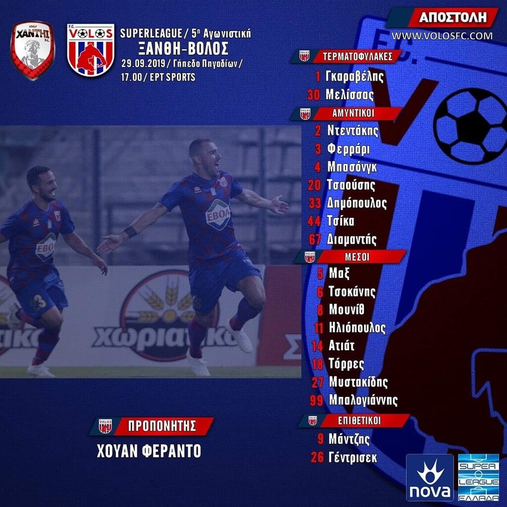 Βόλος: Οι εκλεκτοί για Ξάνθη