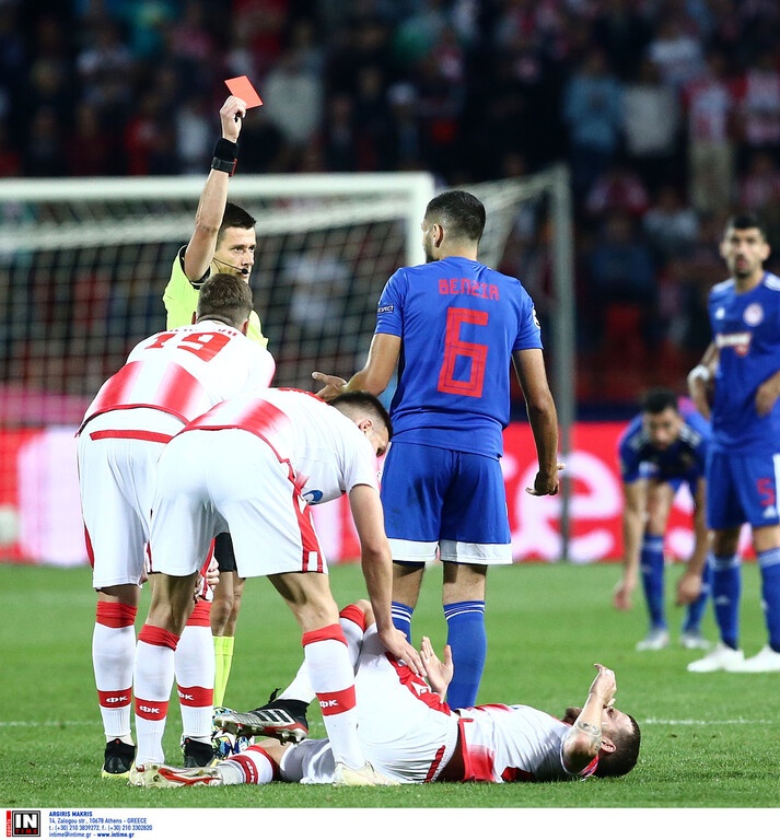 Ερυθρός Αστέρας-Ολυμπιακός: Η φάση της αποβολής του Μπενζία (video+photos)