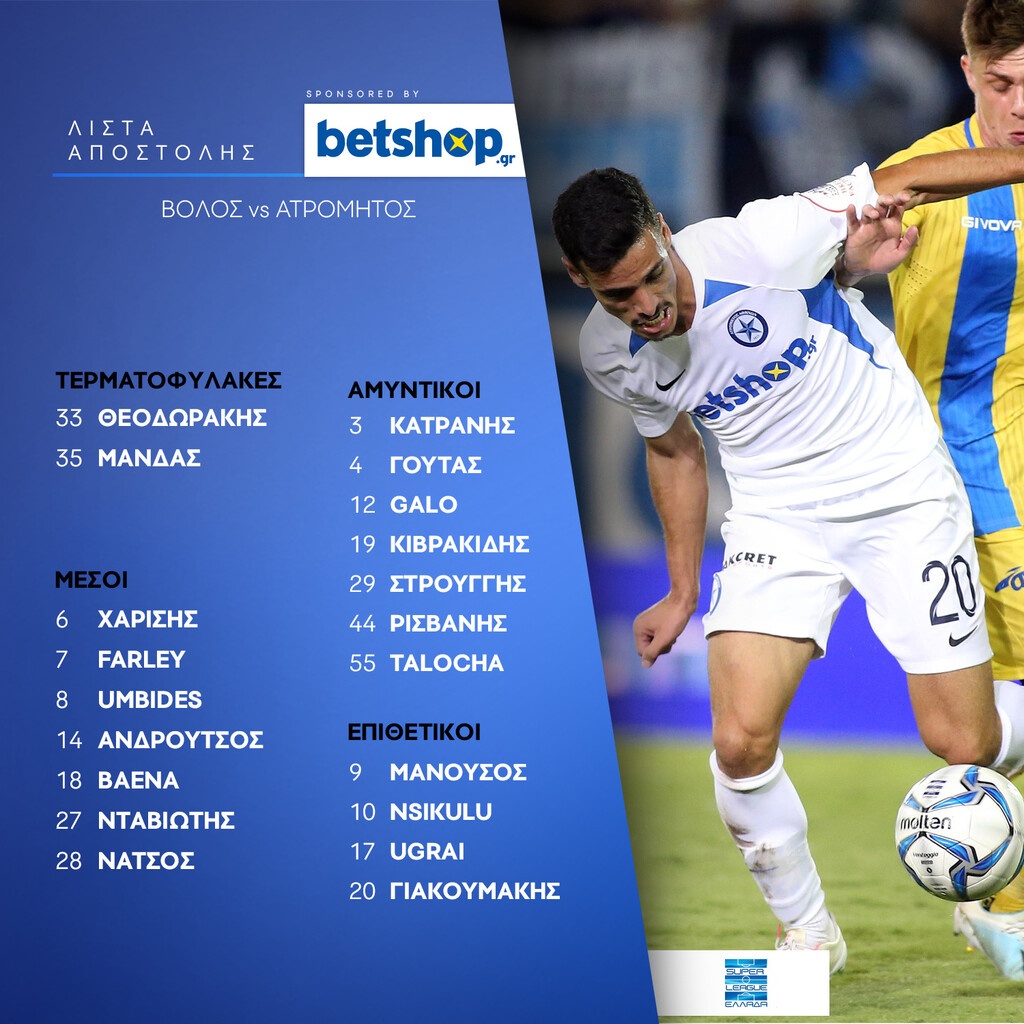 Ατρόμητος: Χωρίς Βέλλιο στον Βόλο