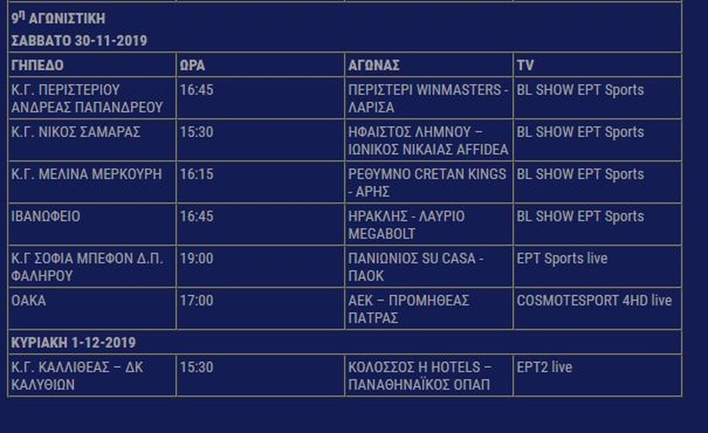 Basket League: Το πλήρες πρόγραμμα μέχρι την 9η αγωνιστική (photos)