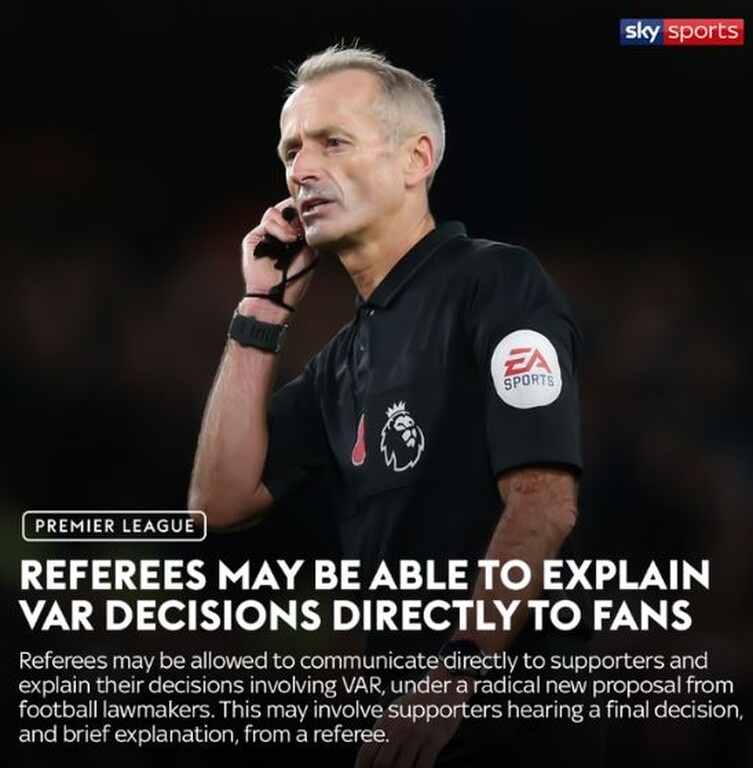 Μια από αυτές είναι να δοθεί η δυνατότητα στους διαιτητές να εξηγούν την απόφασή τους στους… οπαδούς!