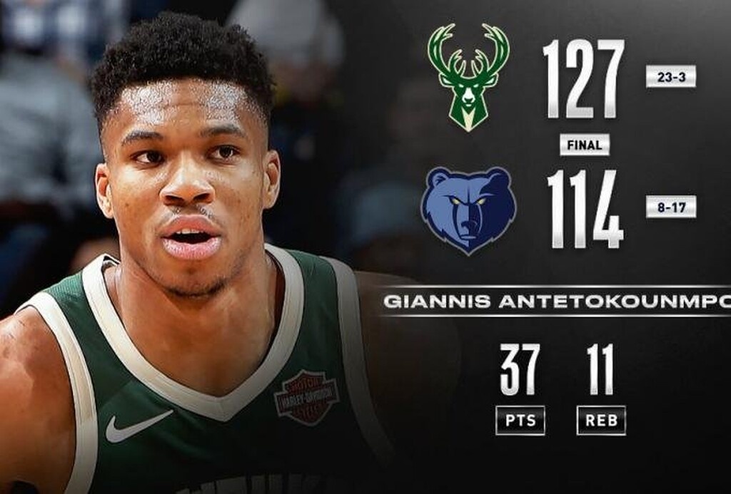 Τα highlights του Αντετοκούνμπο κόντρα στους Γκρίζλις (video)