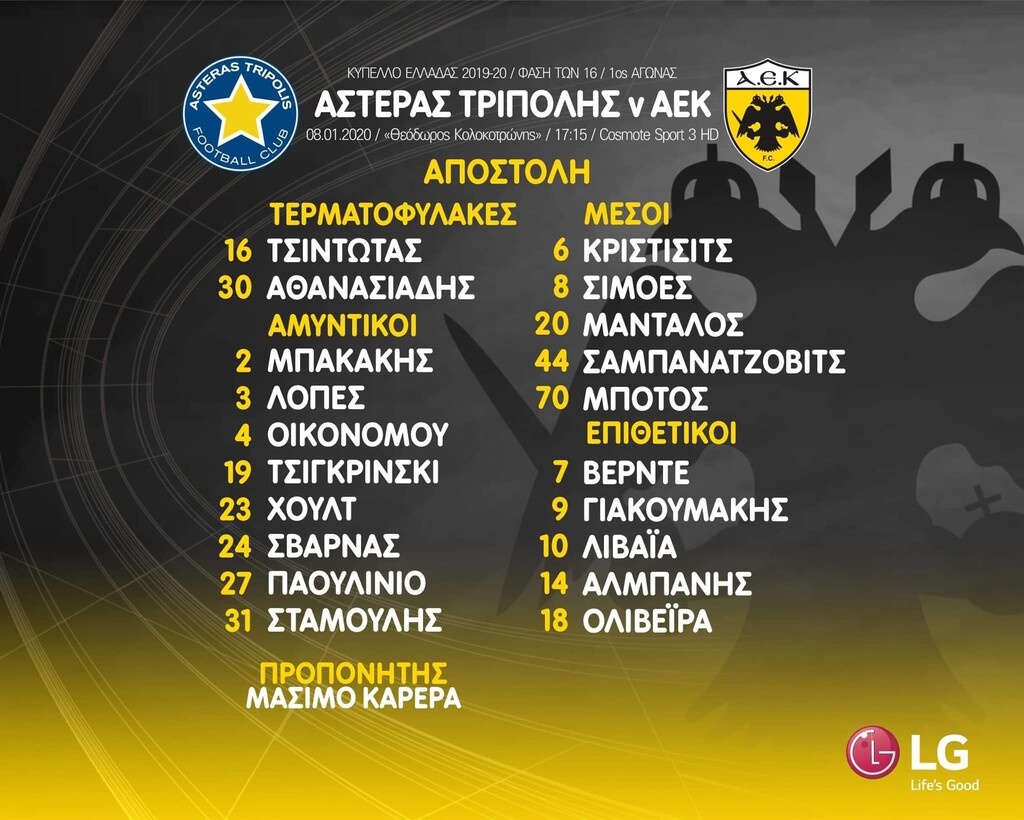 ΑΕΚ: Με Ολιβέιρα στην Τρίπολη - Θέμα... αναβολής του ματς