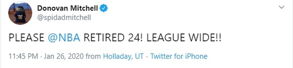 Ντόνοβαν Μίτσελ: Ζήτησε από το ΝΒΑ να αποσύρει το 24 προς τιμήν του Κόμπι Μπράιαντ