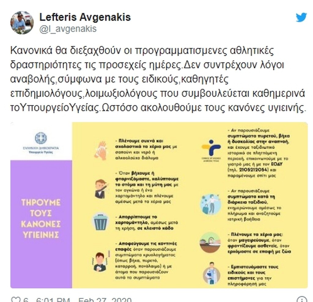 Κανονικά όλοι οι αγώνες το Σαββατοκύριακο - Το «τιτίβισμα» του Αυγενάκη