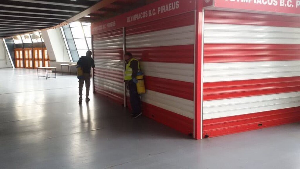 Ολυμπιακός-Παναθηναϊκός ΟΠΑΠ: Απολύμαναν το ΣΕΦ για τον κορωνοϊό (photos)