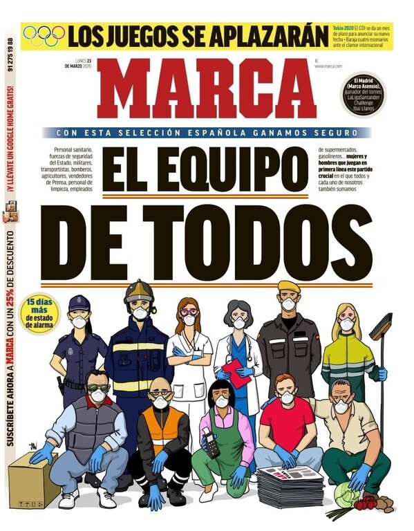 Κορονοϊός: Το συγκλονιστικό πρωτοσέλιδο της Marca (photos)