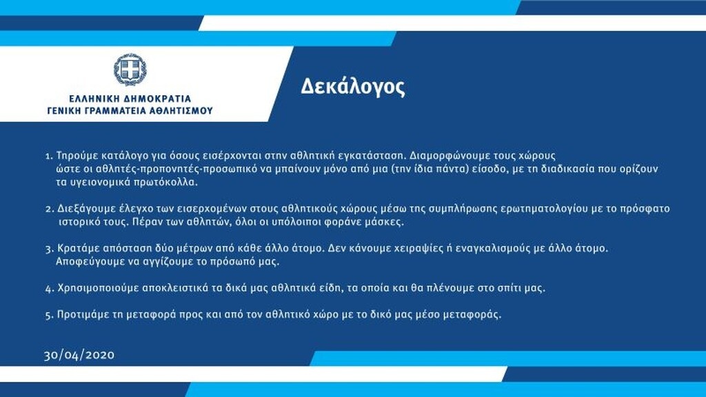 Αθλητισμός: Όλο το πλάνο για την επιστροφή στη νέα κανονικότητα