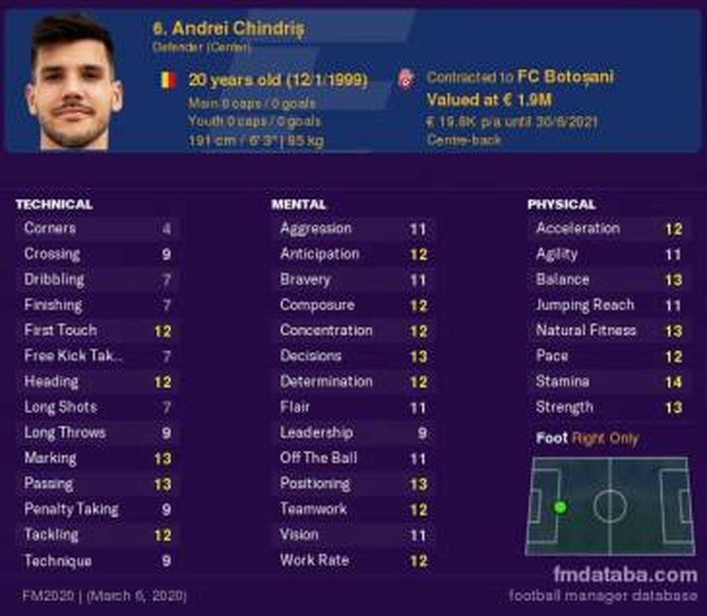 Το προφίλ του Αντρέι Τσίντρις στο Football Manager
