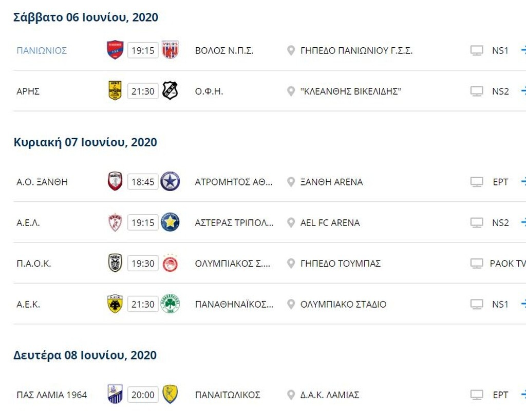 Super League 1: Οι ώρες και τα κανάλια των αγώνων