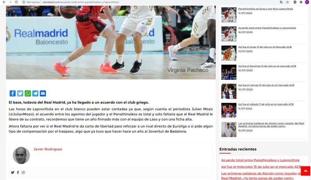 Το δημοσίευμα της ιστοσελίδας «planetaacb»