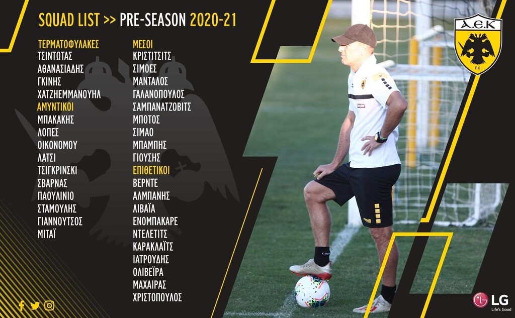 Οι 33 ποδοσφαιριστές για την προετοιμασία της ΑΕΚ