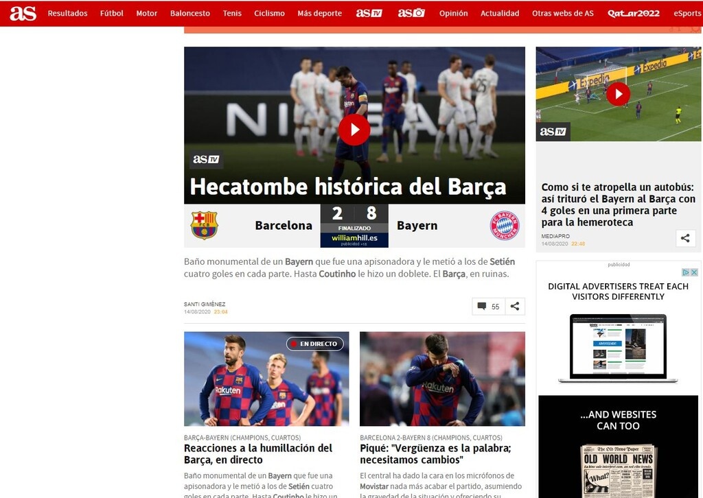 Ισπανικός Τύπος: «Ιστορική ξεφτίλα για τη Μπαρτσελόνα» (photos)