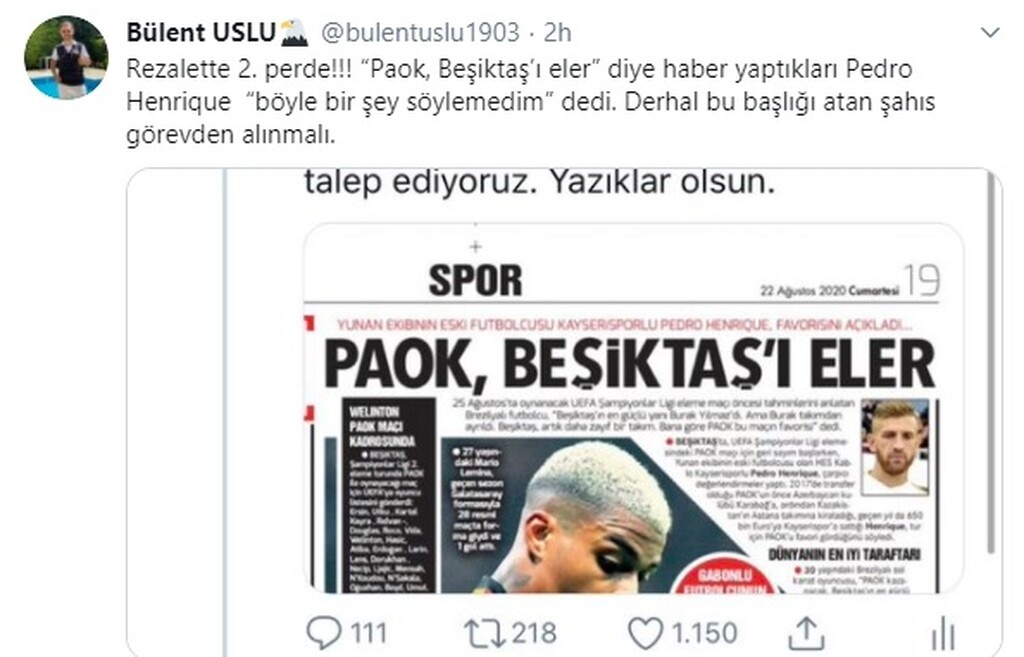 Σάλος στην Τουρκία, απειλούν Ενρίκε και Hürriyet για τη στήριξη στον ΠΑΟΚ (photos+video)