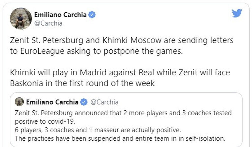 Euroleague: Επιστολή από Χιμκι και Ζενίτ για αναβολή των αγώνων (photos)