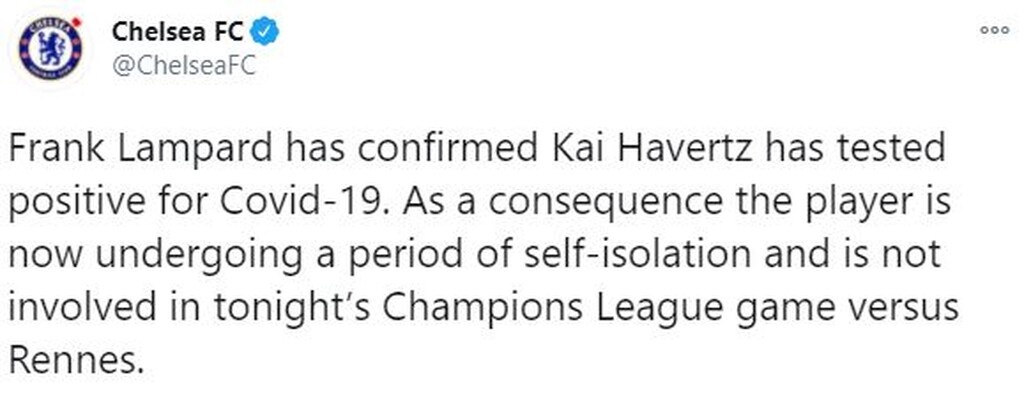 Champions League: Συναγερμός στην Τσέλσι με θετικό κρούσμα κορονοϊού πριν τον αγώνα με την Ρεν