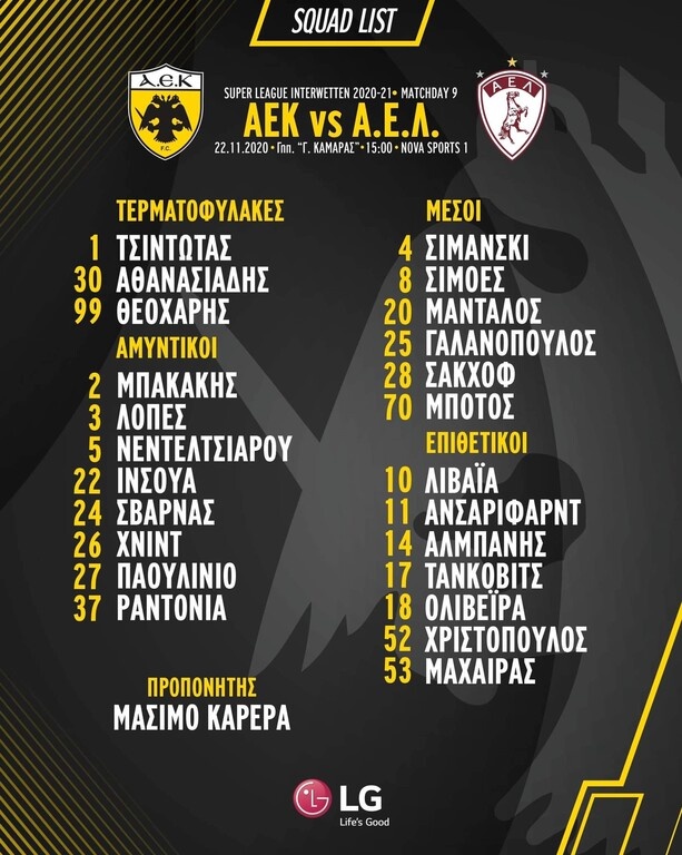 ΑΕΚ: Αποστολή με απουσίες και επιστροφές