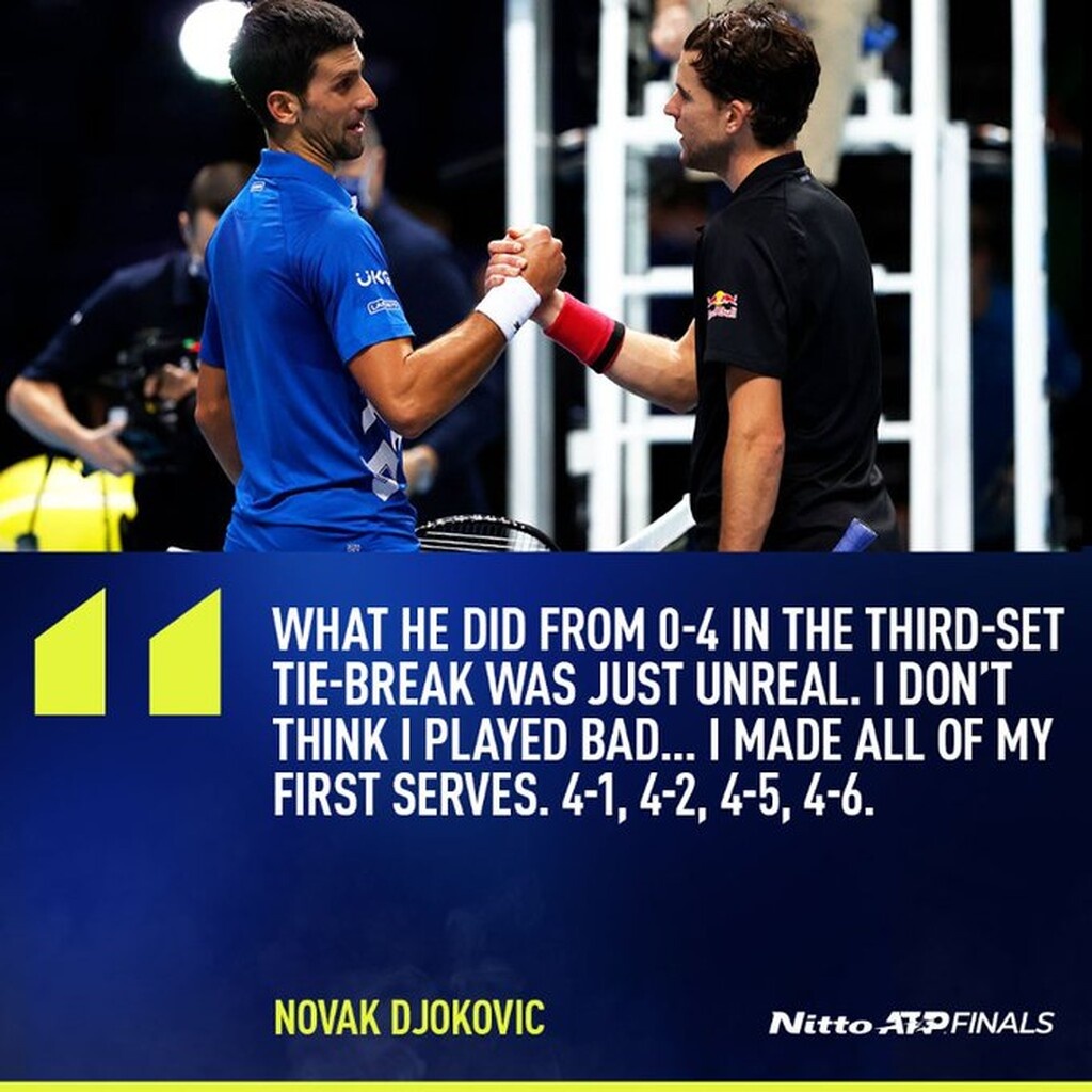 ATP Finals-Τζόκοβιτς: «Εξωπραγματικό αυτό που έκανε ο Τιμ»