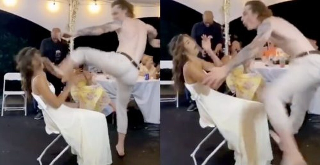 Πανικός σε γάμο - Παίκτης του χόκεϊ κλώτσησε στη μούρη τη νύφη με καρατιά! (photos+video)