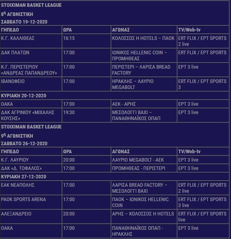 ΕΣΑΚΕ: Ανακοίνωσε αλλαγές και πρόγραμμα ως τις 10/1