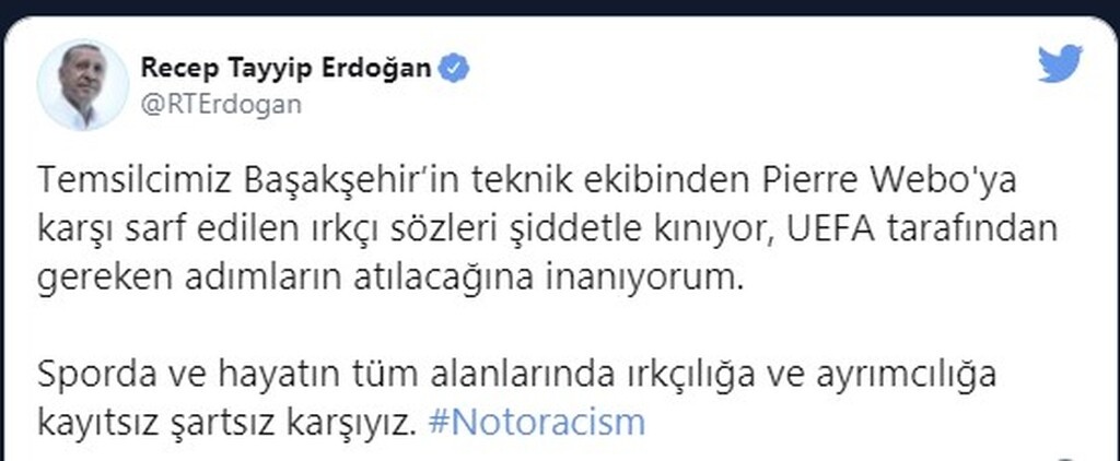 Το μήνυμα του Ερντογάν για το Παρί-Μπασακσεχίρ