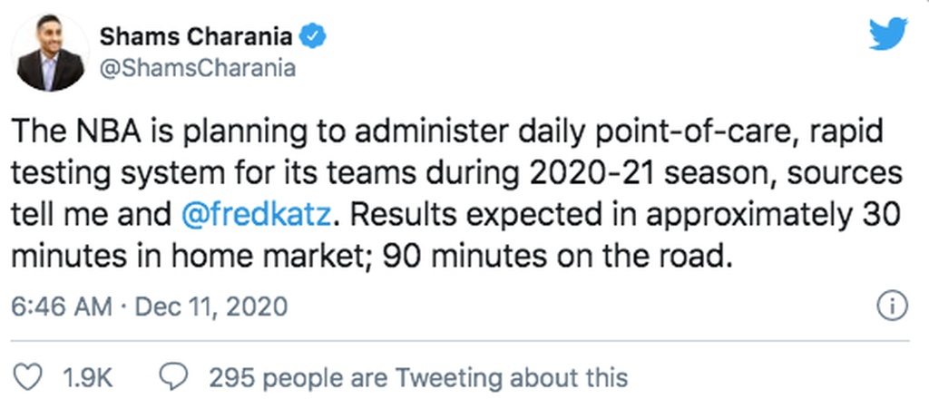 NBA: Καθημερινά rapid tests σε όλους