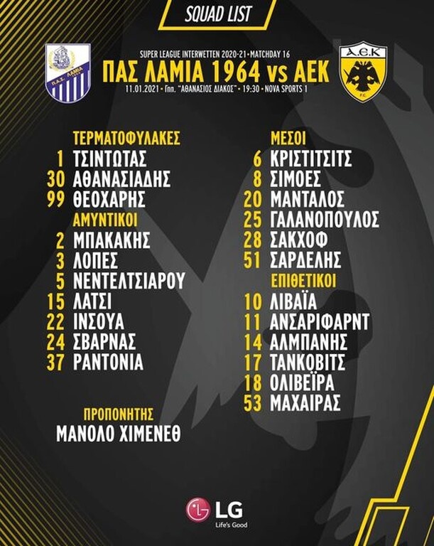 ΑΕΚ: Με σημαντικές απουσίες κόντρα στη Λαμία (photo)
