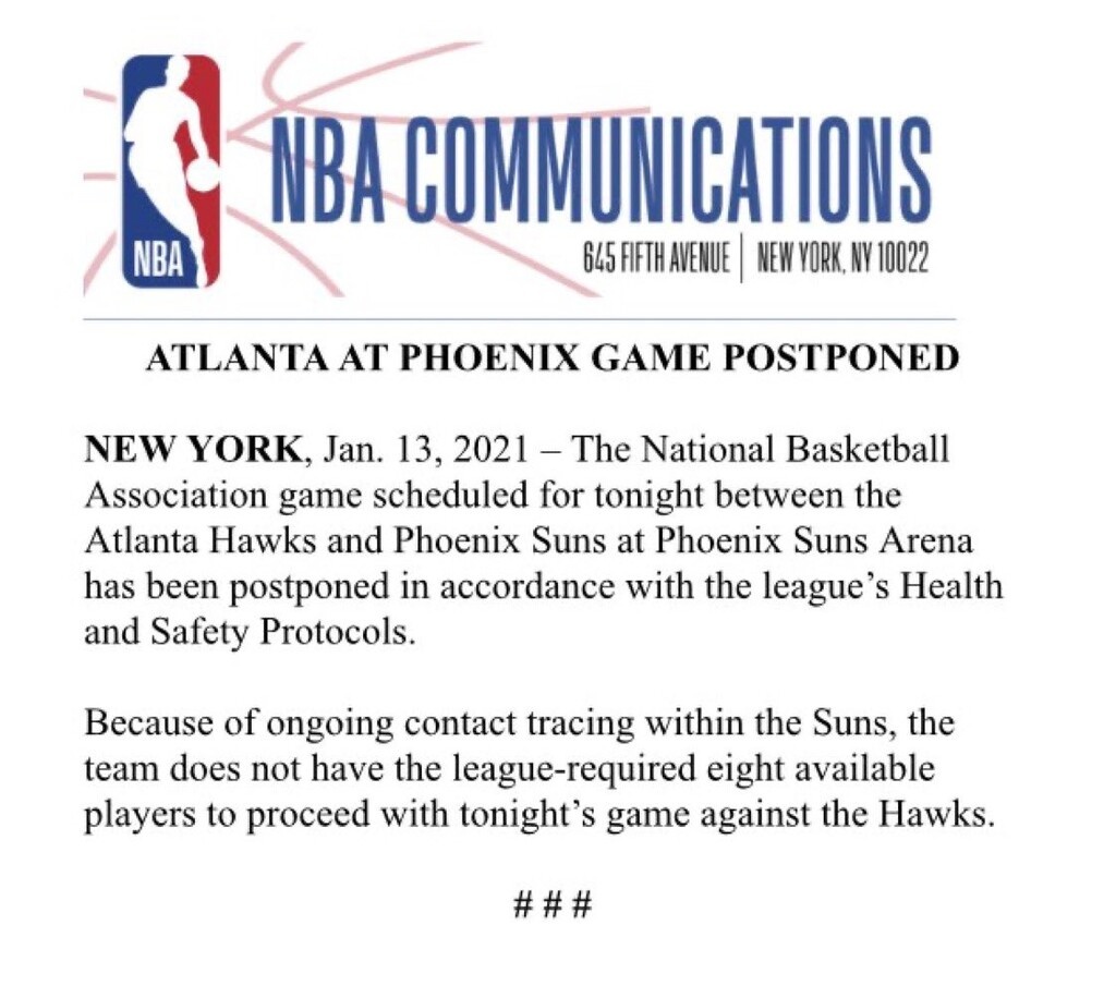 NBA: Μια ακόμα αναβολή λόγω του κορονοϊού