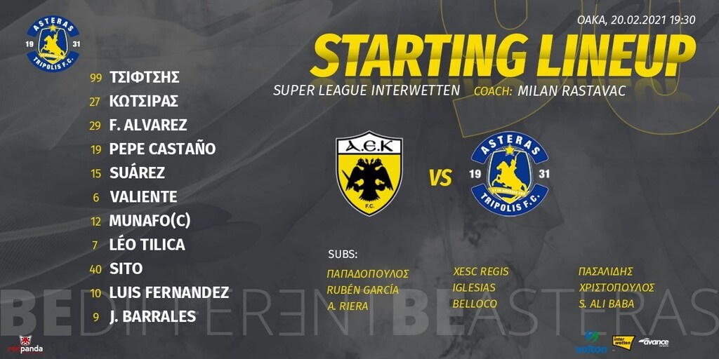 ΑΕΚ-Αστέρας Τρίπολης: Με όλα τους τα όπλα οι Αρκάδες