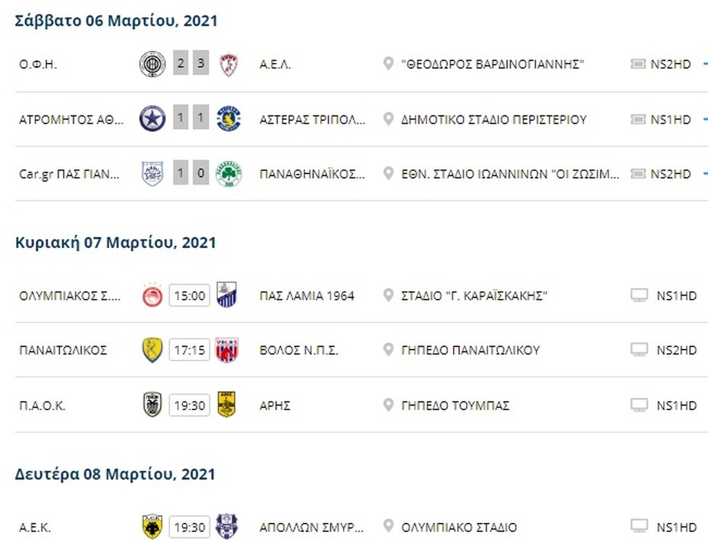 Super League 1: Παιχνίδια... φωτιά