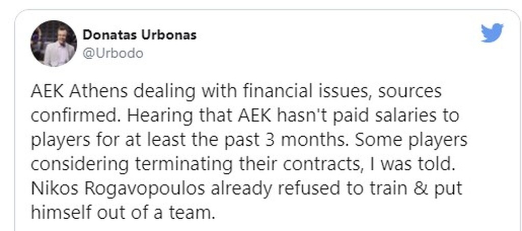 ΑΕΚ: Αποκαλύψεις από Λιθουανία - «Τρεις μήνες απλήρωτοι οι παίκτες»