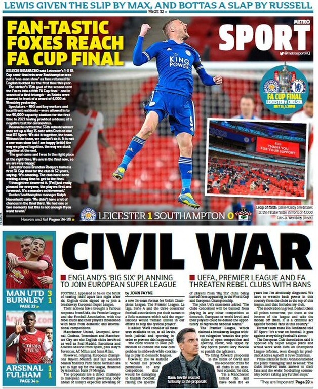 European Super League: Και τα ΜΜΕ απέναντι στην κίνηση των λίγων - «Εμφύλιος πόλεμος στο ποδόσφαιρο»