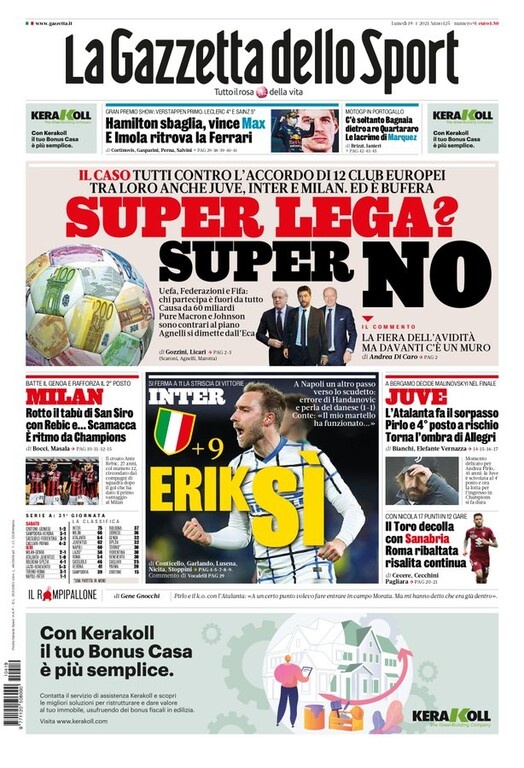 European Super League: Και τα ΜΜΕ απέναντι στην κίνηση των λίγων - «Εμφύλιος πόλεμος στο ποδόσφαιρο»