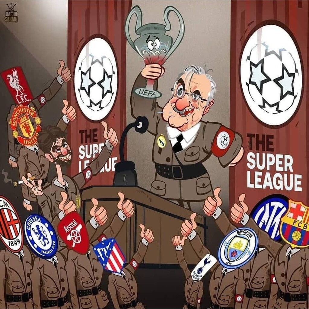 Σάλος με το σκίτσο που παρομοιάζει τη European Super League ως... χιτλερικό σχέδιο (photo)