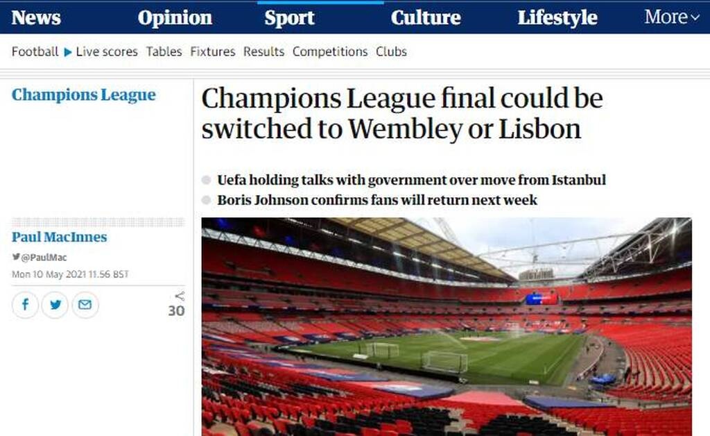 Champions League: Βρίσκεται λύση στο «θρίλερ» του τελικού - Οι δυο επιλογές για την έδρα