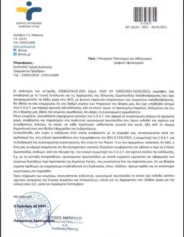 Εκλογές ΕΟΚ: Άδειασε τον Αυγενάκη (και) ο ΕΟΔΥ!!! (photo)