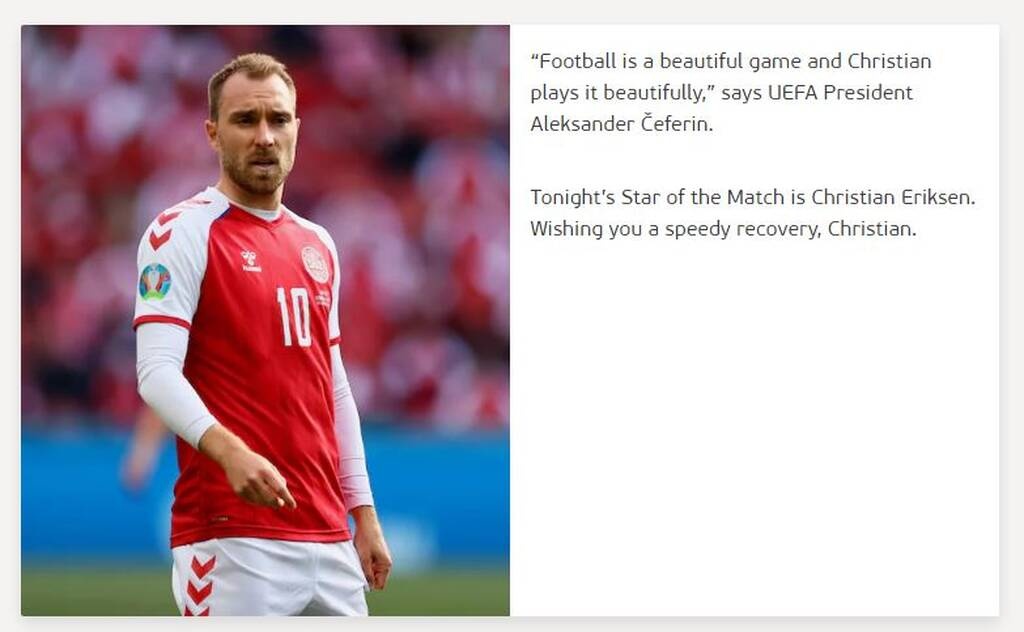 Euro 2020: Δανία-Φινλανδία – Man of the match ο Έρικσεν!