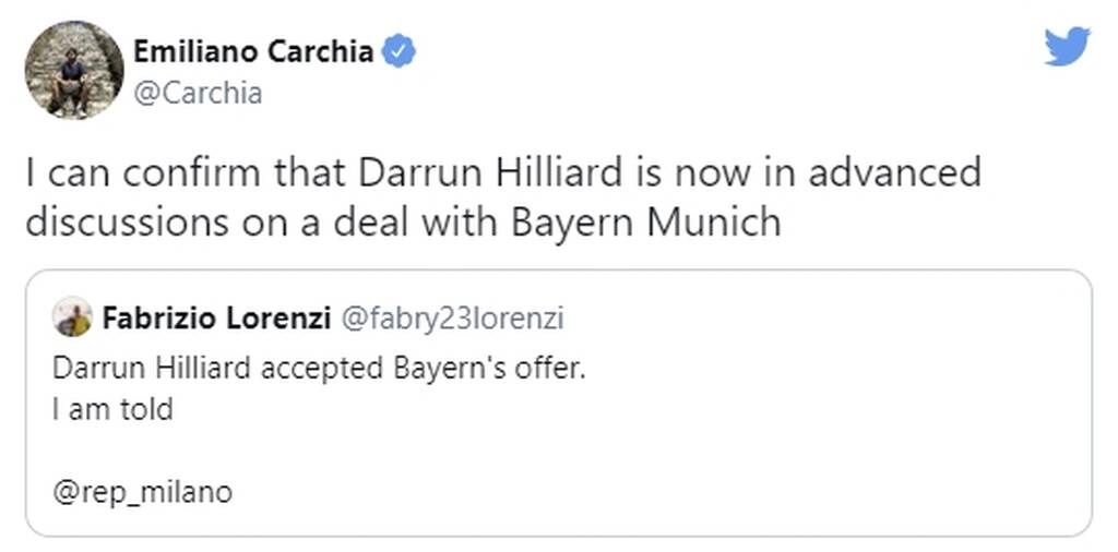 Μπάγερν Μονάχου: Πλησιάζει ο Χίλιαρντ