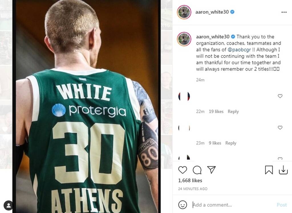 Παναθηναϊκός ΟΠΑΠ: «Αντίο» από Ουάιτ - Το μήνυμά του (photos)