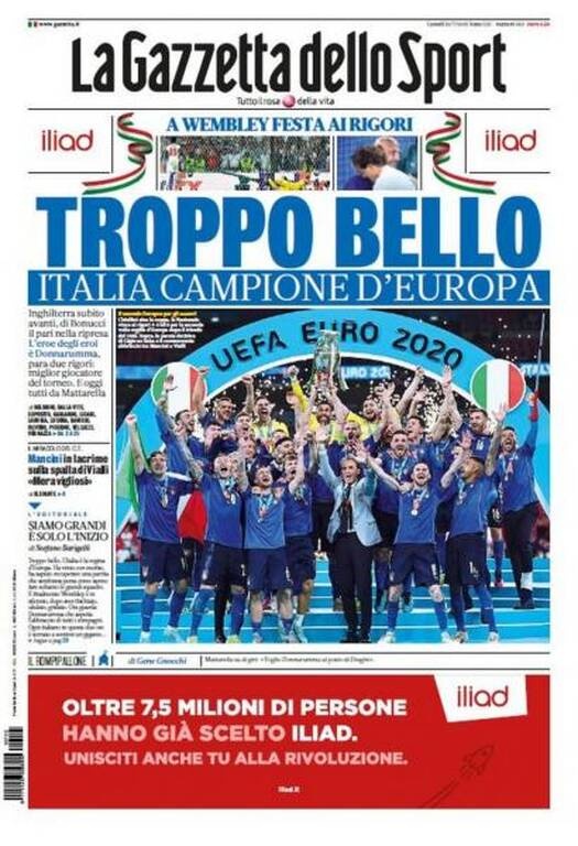 Euro 2020: Έκσταση στα Ιταλικά ΜΜΕ - «Η Ευρώπη είμαστε εμείς» (photos)